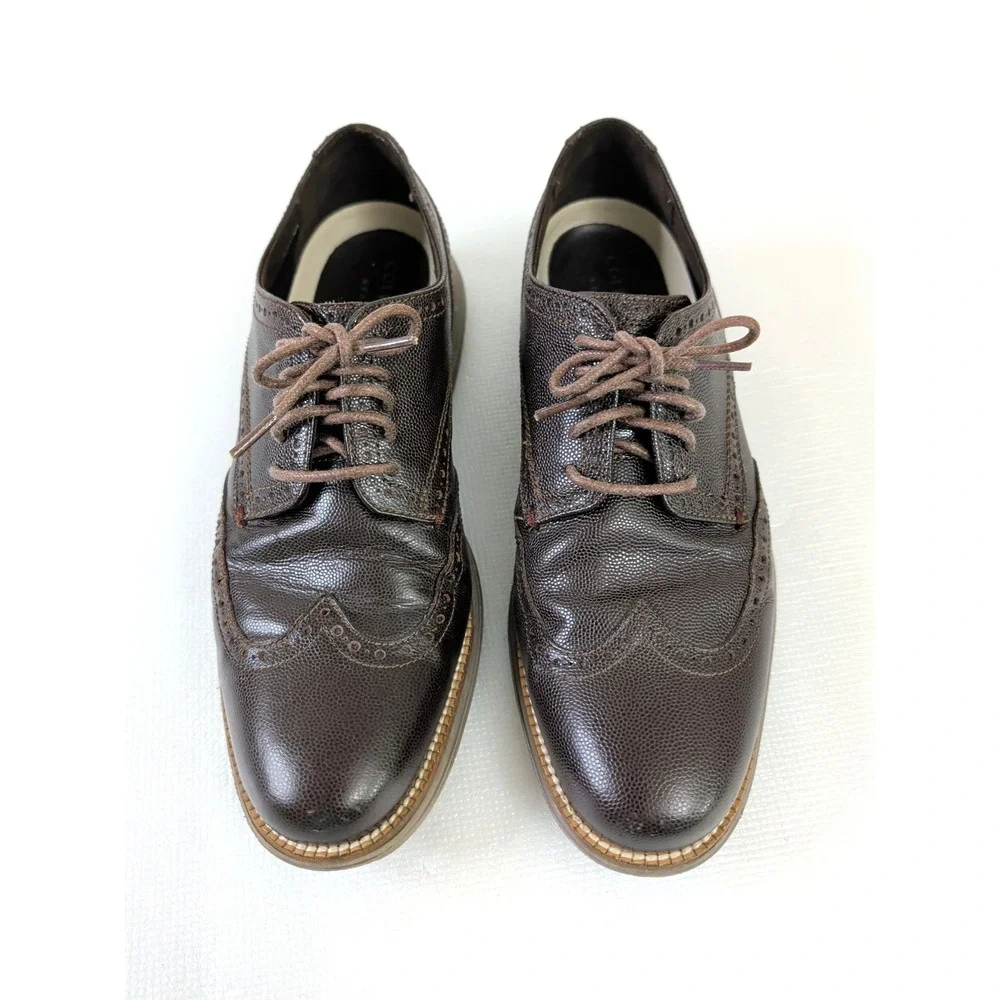 Cole Haan Grand OS Wingtip Oxford‎ Shoe Mens 8 Brown Leather Business Casual